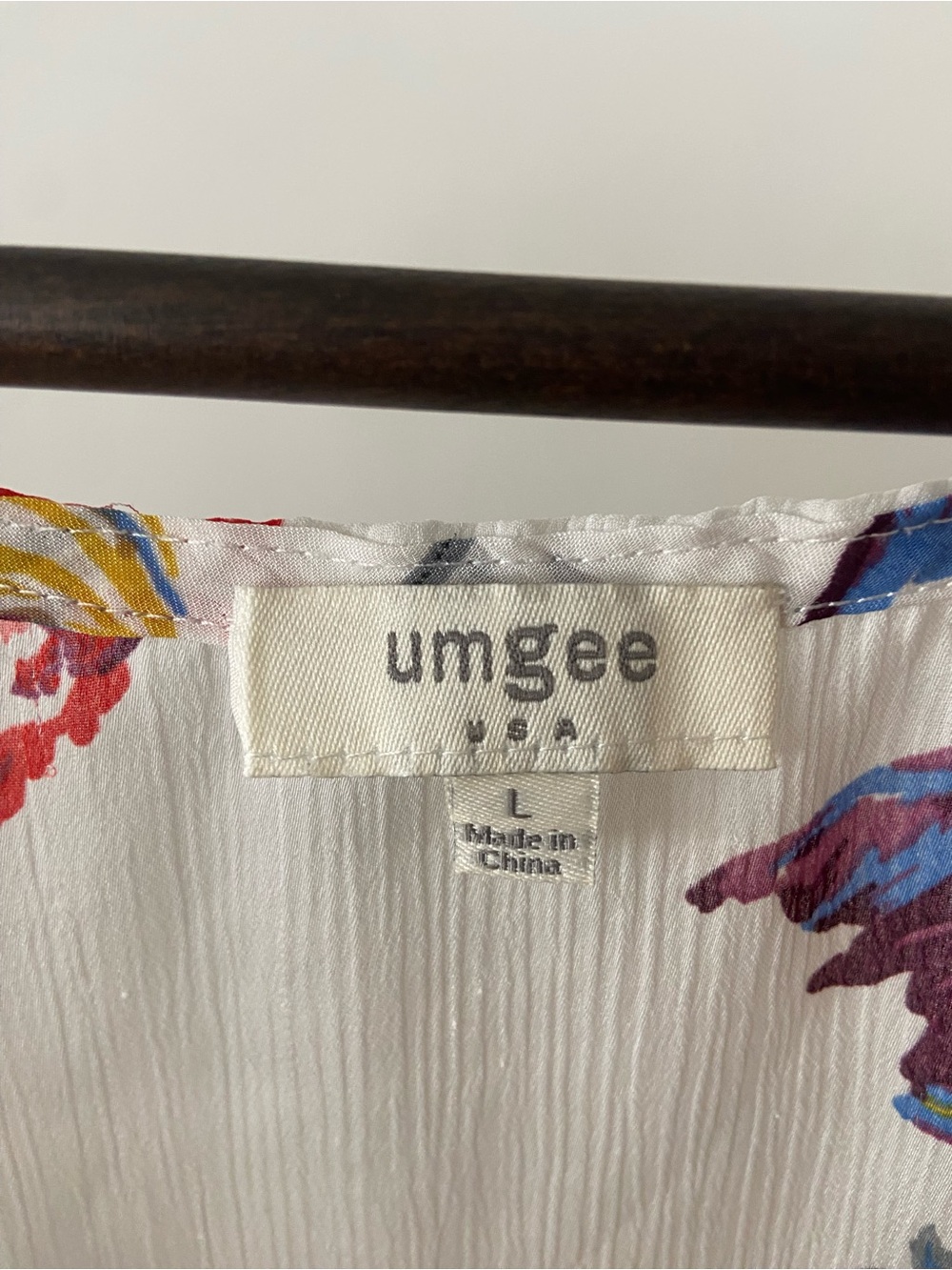 Umgee Floral Tie-Front Women’s Top - White with Red & Purple Blooms - Picture 5 of 5